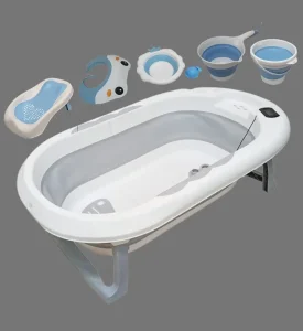 6 in 1 Foldable Baby Bath Tub Set with Accessories JYGW-Grey