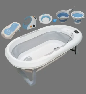 6 in 1 Foldable Baby Bath Tub Set with Accessories JYGW-Grey
