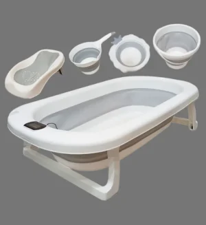 5 in 1 Multi-Function Baby Bath Tub Set with Foldable Stand & Accessories NB01-Grey