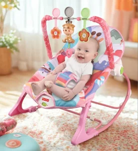 Fisher-Price Baby Rocker Seat with Hanging Toys & Safety Harness (Pink)