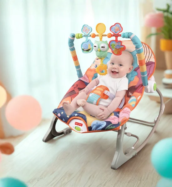 Fisher-Price Baby Rocker Seat with Hanging Toys & Safety Harness (Multi)