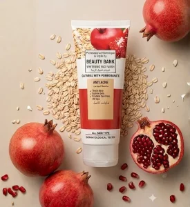 Beauty Bank Whitening Face Wash - Oatmeal & Pomegranate Anti-Acne Cleanser - BFW-05