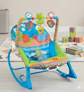 Newborn to Toddler Baby Rocker with Music & Vibration - Comfortable Infant Seat (Blue)
