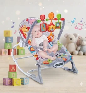 Newborn to Toddler Baby Rocker with Music & Vibration - Comfortable Infant Seat (Grey)