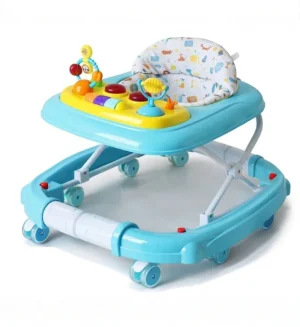 2-in-1 Baby Activity Walker & Rocker with Toys & Comfortable Seat - Blue