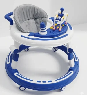 Musical Baby Walker with Toy Tray, Cushioned Seat & 360° Wheels - Safe & Stylish Design (Blue)