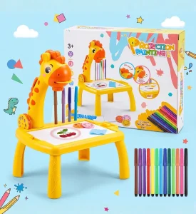 Kids Projection Painting Table with 12 Color Watercolor Pens – Drawing & Coloring Set - 222-6