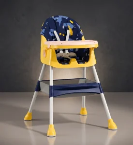 3-in-1 Baby High Chair with Double Tray & 5-Point Safety Harness - H002-Blue