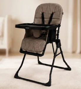 Joyous Baby High Chair | 5-Point Safety Harness, Adjustable Backrest & Foldable - HCY-021 (Brown)
