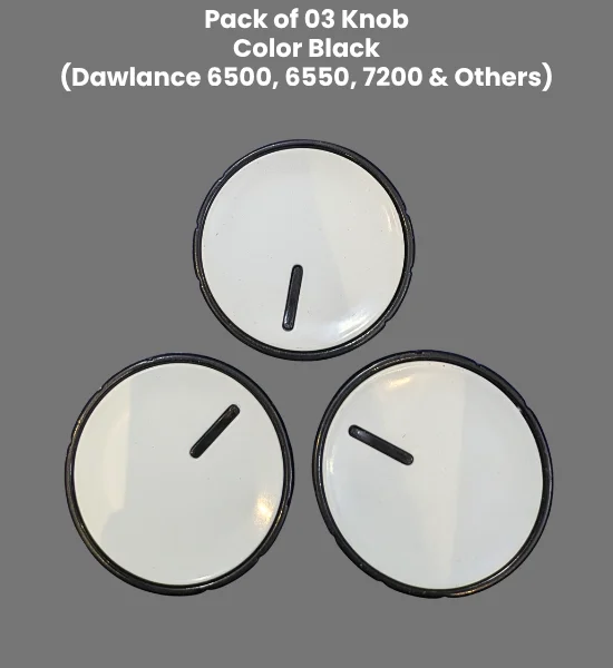 Pack of 3 Dawlance Knobs Black - Compatible with 6500, 6550, 7200 & Other Models - P03DK-8